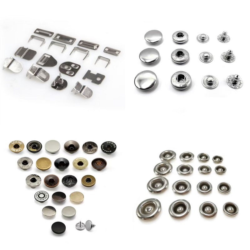 Rõivaste riistvara suures laos – nööbid, konksud, needid ja muu, saatmiseks valmis